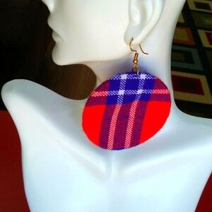 African fabric dangle earrings